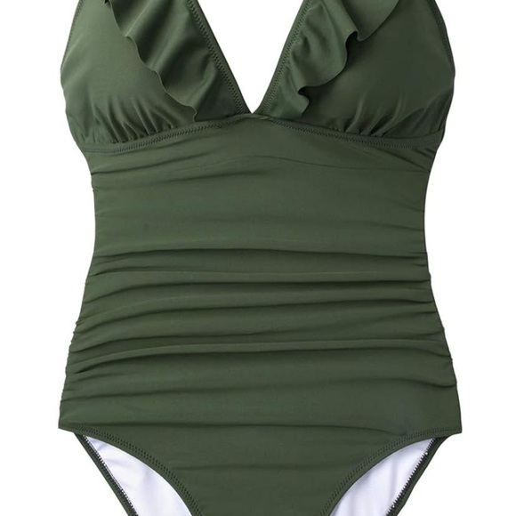 Cupshe Olive Green Ruffled One Piece Swimsuit - Picture 3 of 7